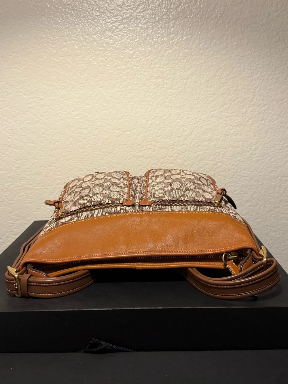 Coach Andie Shoulder Bag - Burnished Amber / Signature Jacquard Cocoa - Brass